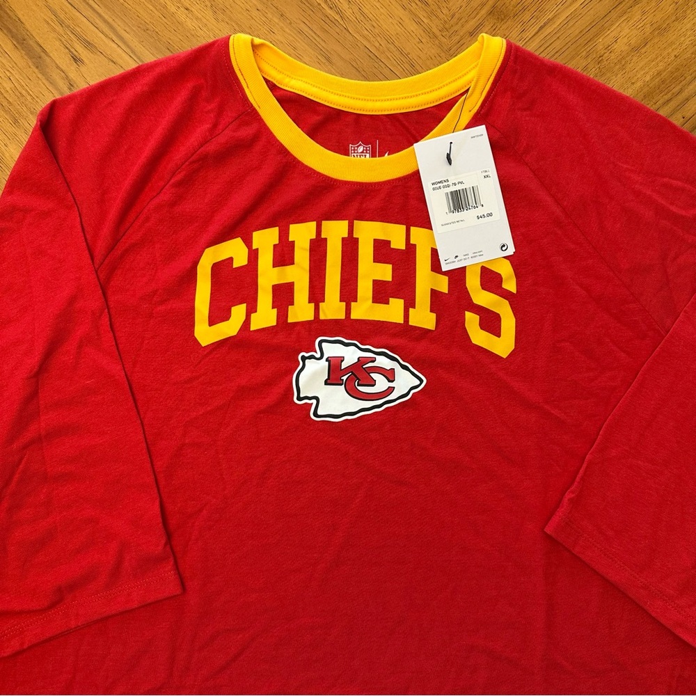 Nike Kansas City Chiefs Raglan 3/4 Sleeve T-Shirt Size 2XL Women's Red